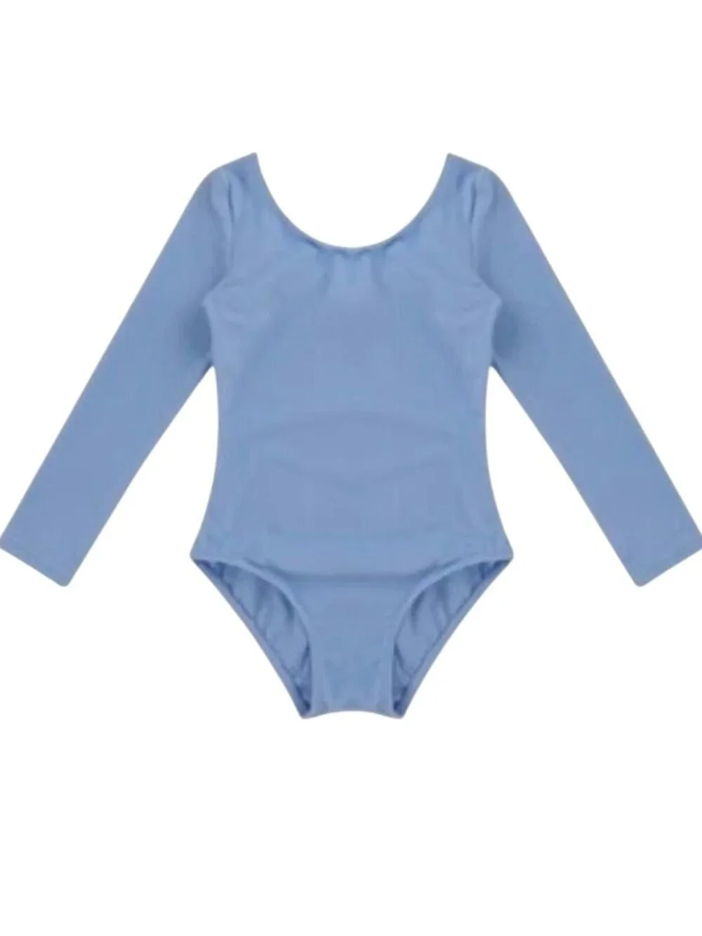 Eurotard Childs L Light Blue Long Sleeve Leotard Bodysuit Lined Cotton Dance
